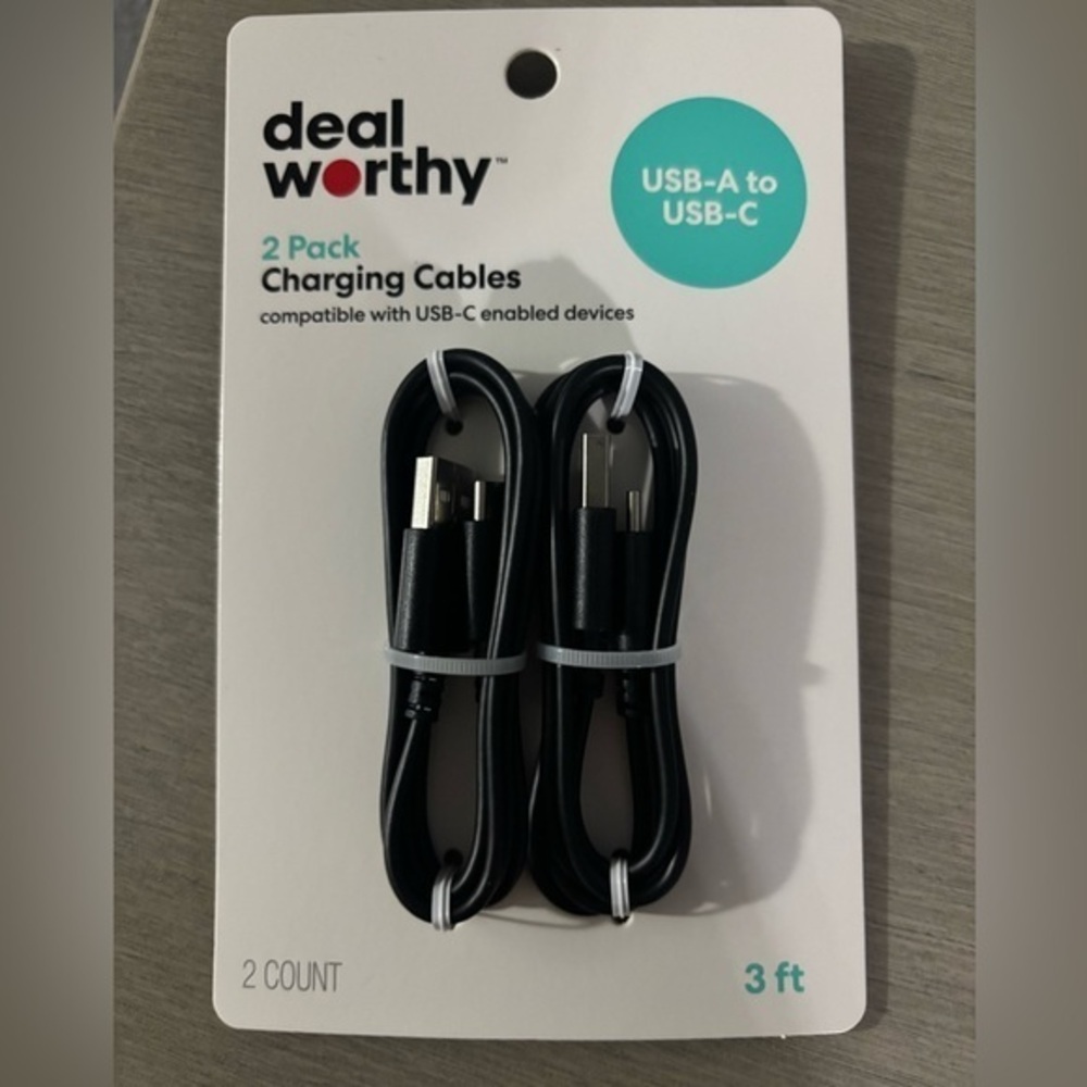 Black USB-A to USB-C Charging Cables - 2 Pack
